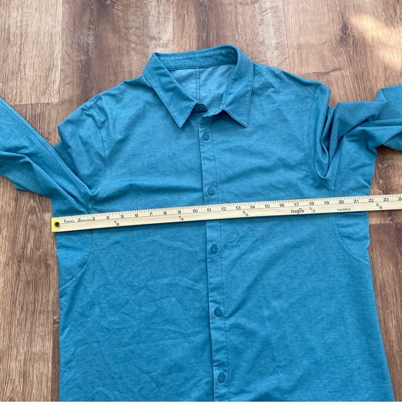 lululemon athletica One Thing At A Time Button Up Shirt Mens Large Sea Steel - Picture 5 of 9
